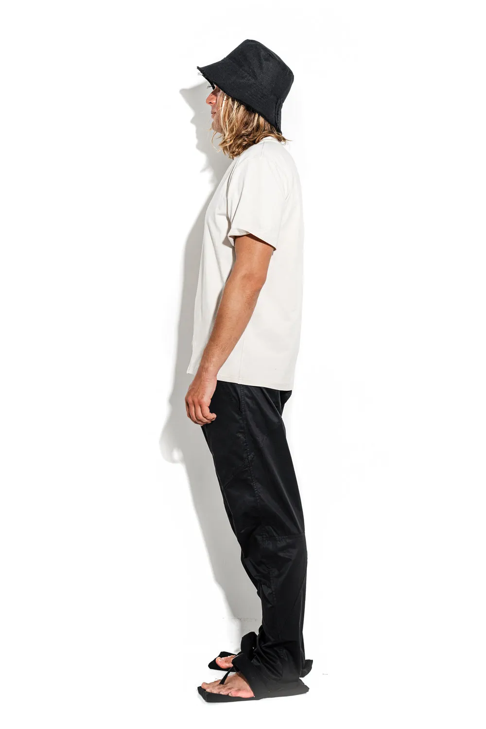 White T-shirt with a geometric seam